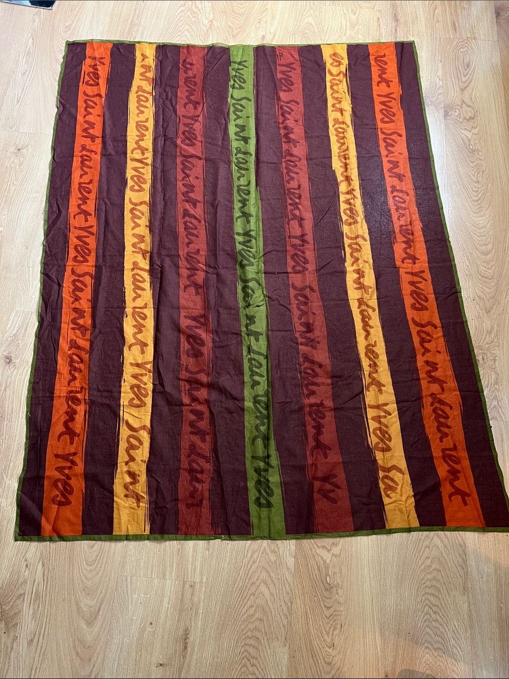 Yves Saint Laurent 60” x 45” Large Cotton Parreo  Scarf Wrap Shawl - Picture 3 of 5